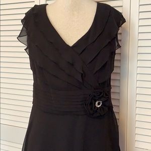 MSK Black Chiffon Midi Length Cocktail Dress